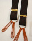 Dapper's (ダッパーズ)　Hバックスタイル・サスペンダー　1750A　"Classical Suspenders by Gevaert"　オリーブ/ワイン (アーガイル) ×タン (レザー)