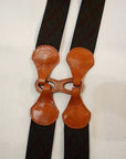 Dapper's (ダッパーズ)　Hバックスタイル・サスペンダー　1750A　"Classical Suspenders by Gevaert"　オリーブ/ワイン (アーガイル) ×タン (レザー)