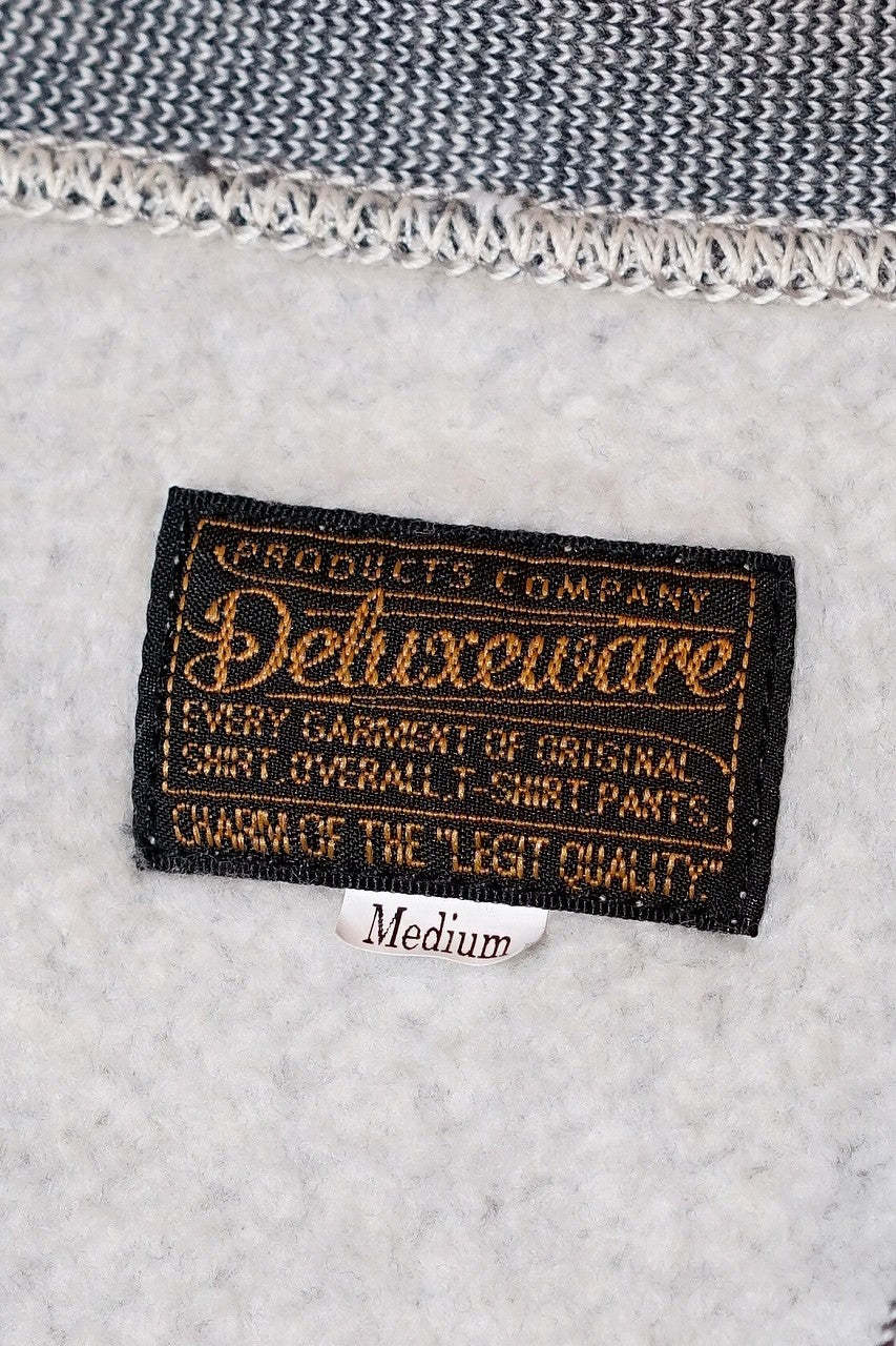 DELUXEWARE (デラックスウエア)　スウェットカーディガン　SCB-00　"50s CARDIGAN"　黒杢グレー
