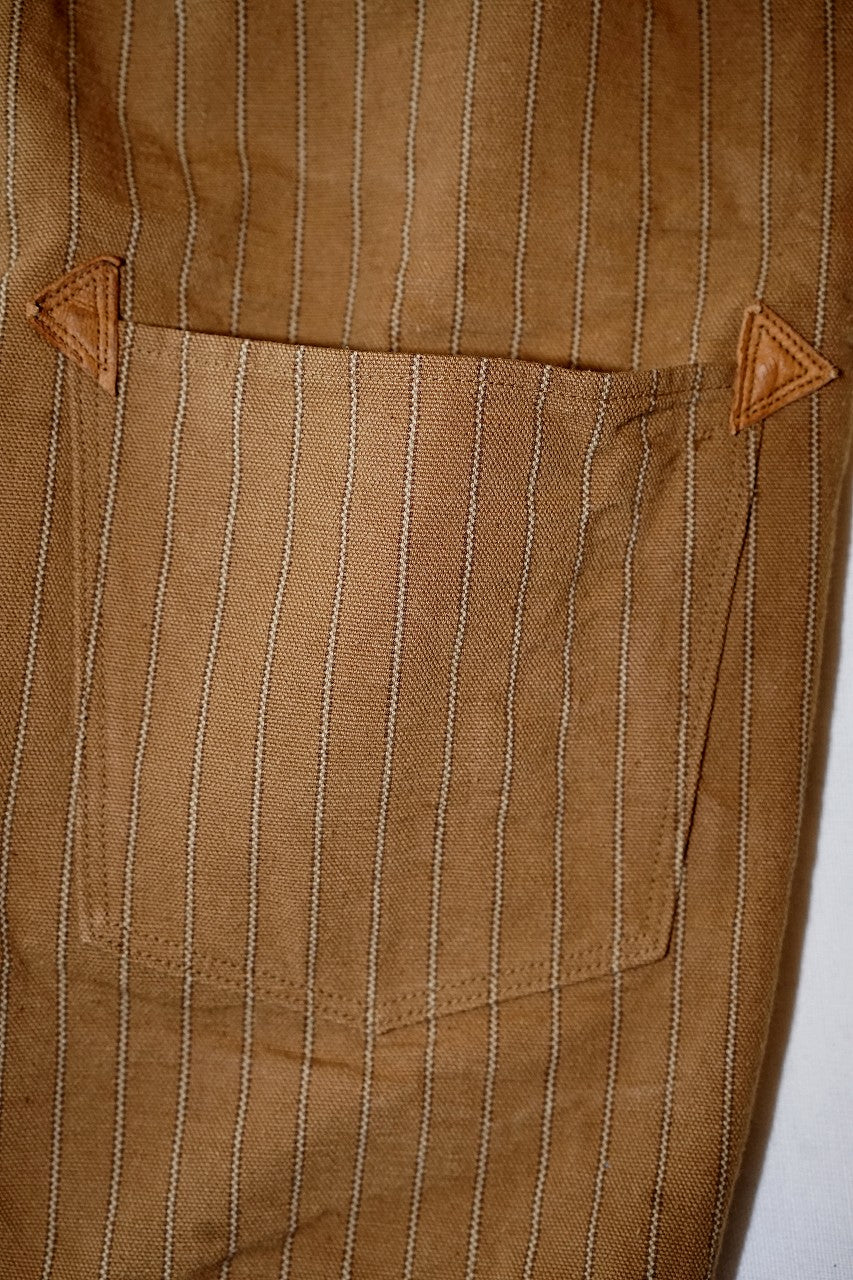 WARE HOUSE (ウエアハウス)　ブラウンダックジャケット　2214　"1880 HEAVY LEATHER BOUND BLOUSE"　ダックストライプ・ノンウォッシュ