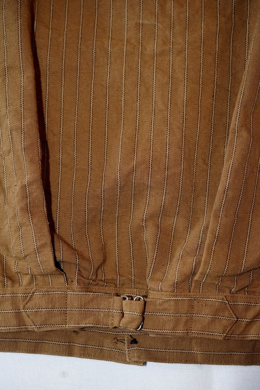 WARE HOUSE (ウエアハウス)　ブラウンダックジャケット　2214　"1880 HEAVY LEATHER BOUND BLOUSE"　ダックストライプ・ワンウォッシュ