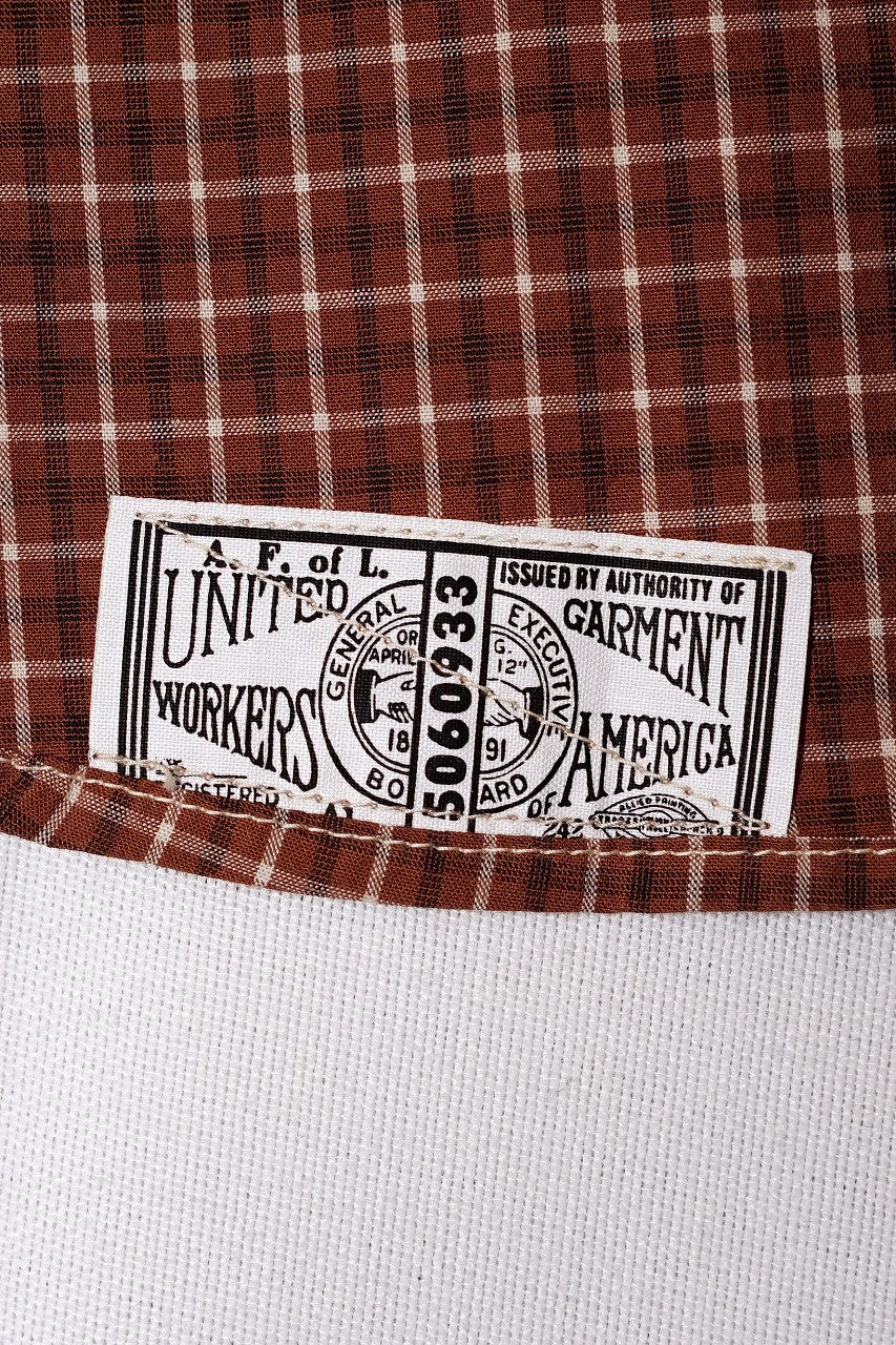 Dapper's (ダッパーズ)　ラウンドカラー・ワークシャツ　1758　"Classical Round Collar Work Shirts"　ラセットブラウンチェック