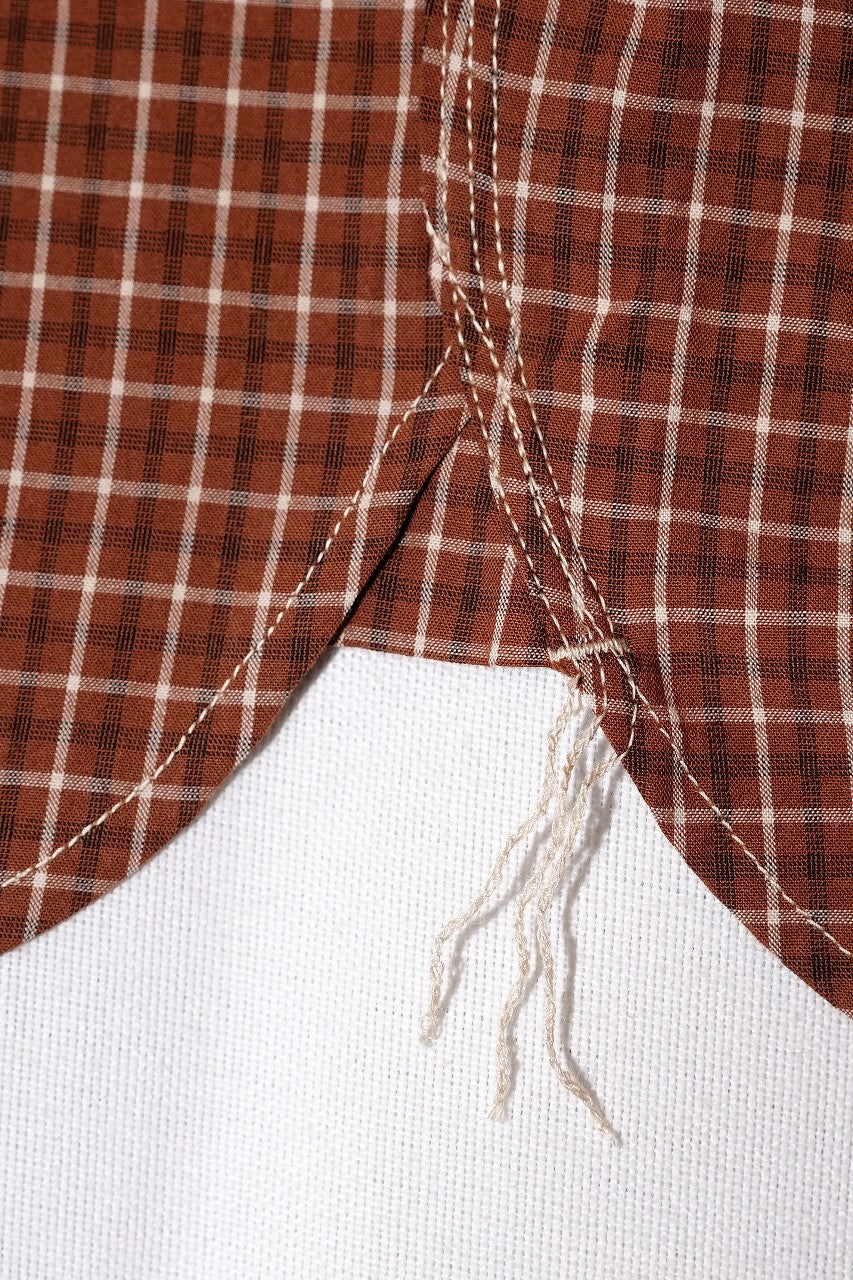 Dapper's (ダッパーズ)　ラウンドカラー・ワークシャツ　1758　"Classical Round Collar Work Shirts"　ラセットブラウンチェック