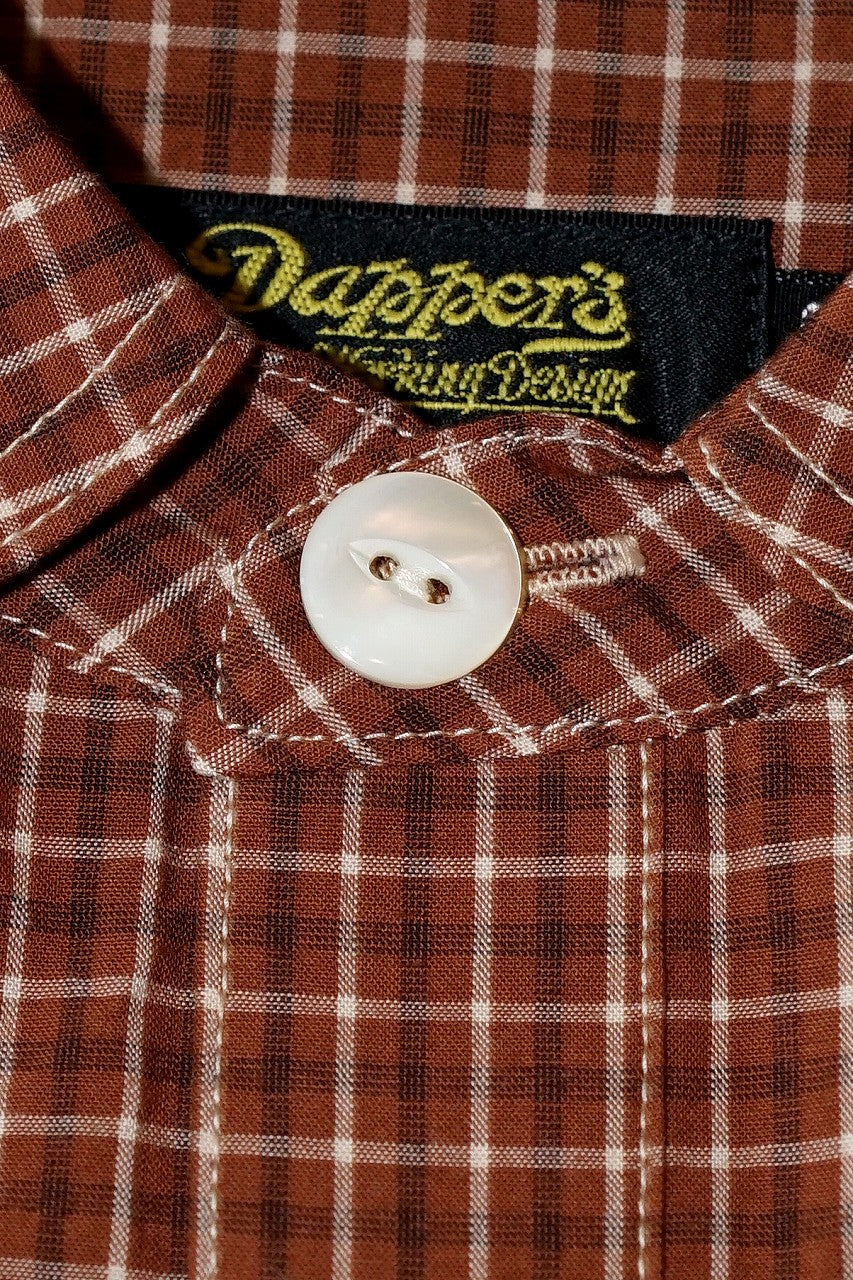 Dapper's (ダッパーズ)　ラウンドカラー・ワークシャツ　1758　"Classical Round Collar Work Shirts"　ラセットブラウンチェック