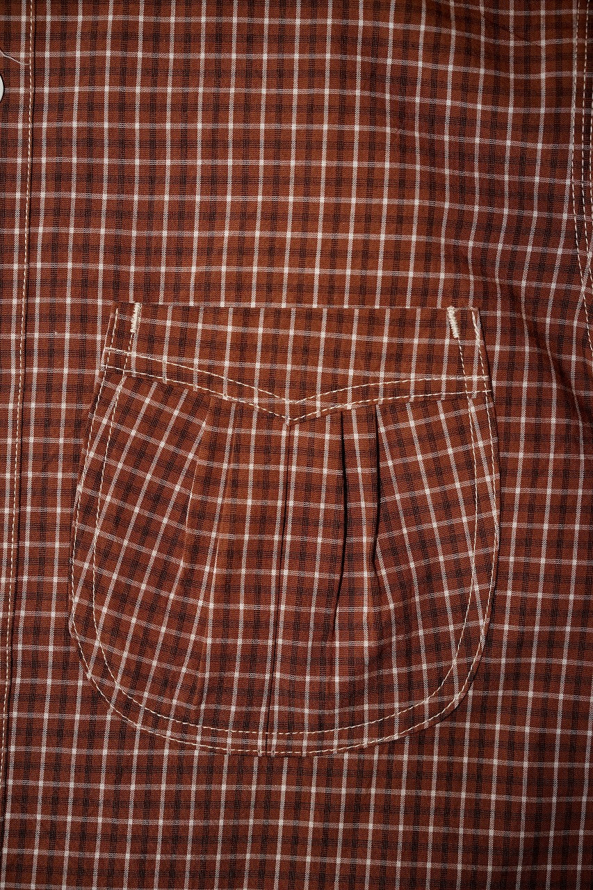 Dapper's (ダッパーズ)　ラウンドカラー・ワークシャツ　1758　"Classical Round Collar Work Shirts"　ラセットブラウンチェック