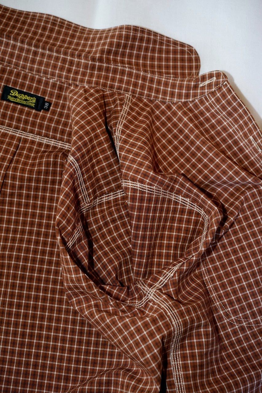 Dapper's (ダッパーズ)　ラウンドカラー・ワークシャツ　1758　"Classical Round Collar Work Shirts"　ラセットブラウンチェック