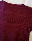 Dapper's (ダッパーズ)　5分袖Tシャツ　1766　"Jacquard Knit-Like Half Sleeve Tee"　ワインレッド