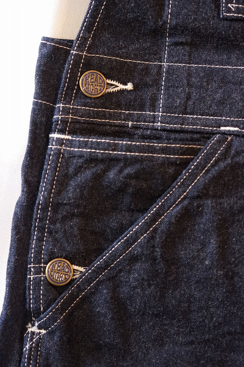 HEAD LIGHT (ヘッドライト)　ローバック・デニムオーバーオール　HD42554　"11oz. BLUE DENIM LOW BACK OVERALLS"　ワンウォッシュ