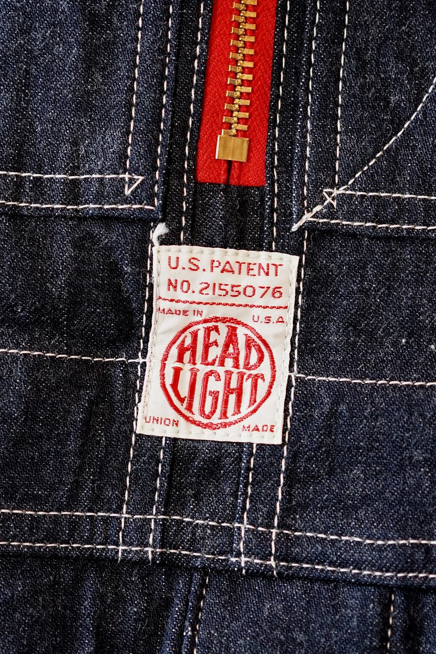 HEAD LIGHT (ヘッドライト)　ローバック・デニムオーバーオール　HD42554　"11oz. BLUE DENIM LOW BACK OVERALLS"　ワンウォッシュ