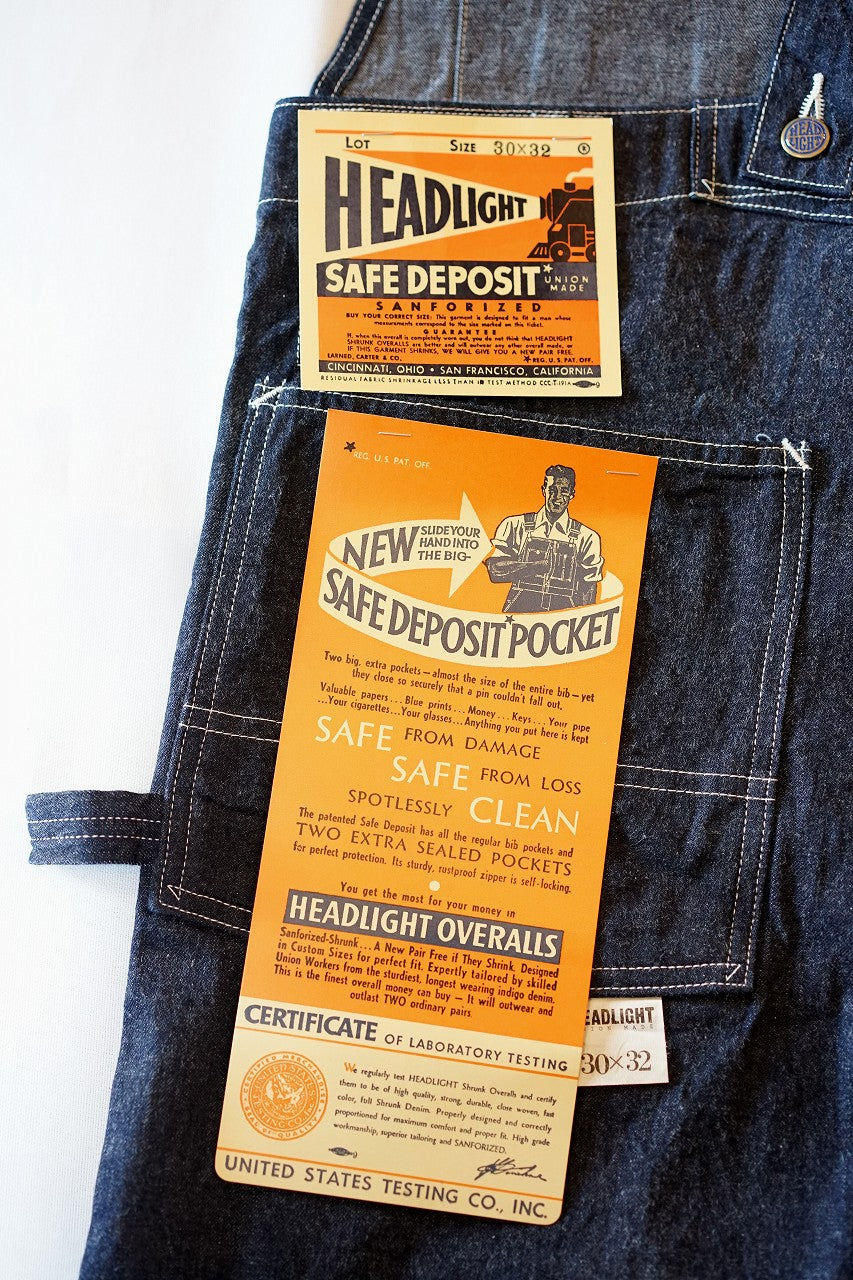 HEAD LIGHT (ヘッドライト)　ローバック・デニムオーバーオール　HD42554　"11oz. BLUE DENIM LOW BACK OVERALLS"　ワンウォッシュ