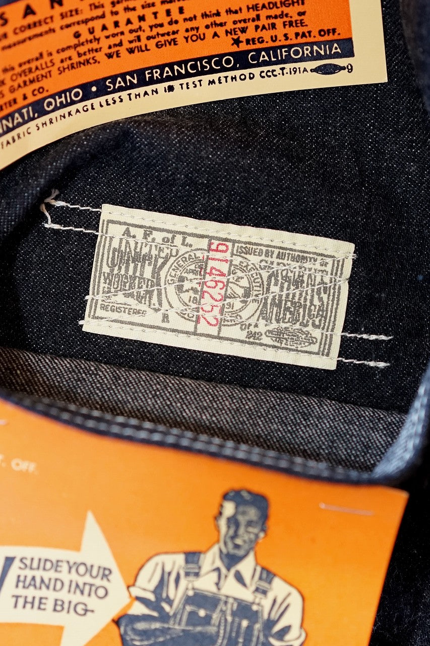 HEAD LIGHT (ヘッドライト)　ローバック・デニムオーバーオール　HD42554　"11oz. BLUE DENIM LOW BACK OVERALLS"　ワンウォッシュ