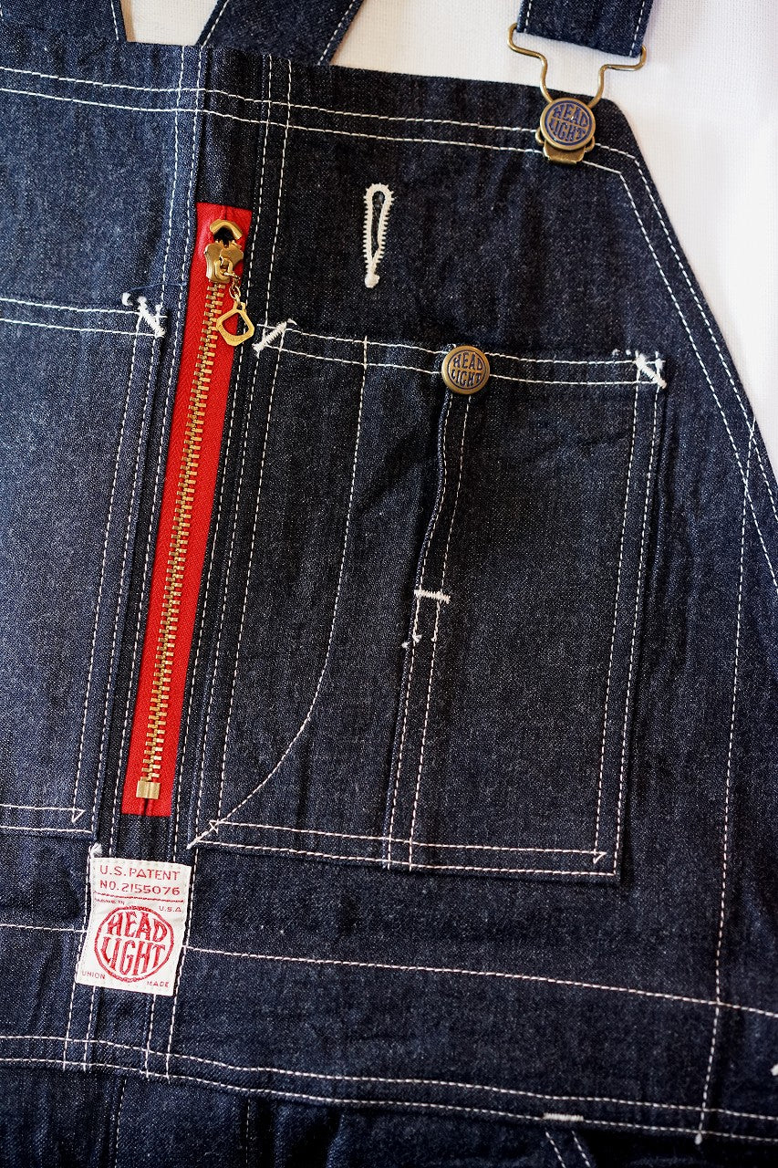 HEAD LIGHT (ヘッドライト)　ローバック・デニムオーバーオール　HD42554　"11oz. BLUE DENIM LOW BACK OVERALLS"　ワンウォッシュ