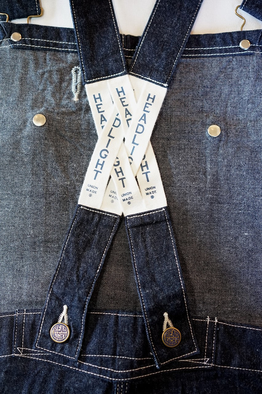 HEAD LIGHT (ヘッドライト)　ローバック・デニムオーバーオール　HD42554　"11oz. BLUE DENIM LOW BACK OVERALLS"　ワンウォッシュ