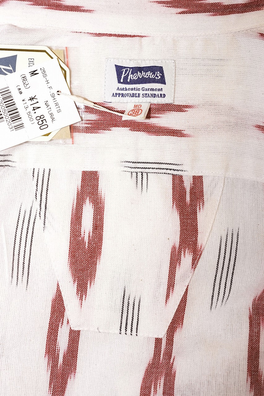 Pherrow's (フェローズ)　半袖オープンカラーシャツ　25S-HANDMADE FABRIC SHIRTS　ナチュラル