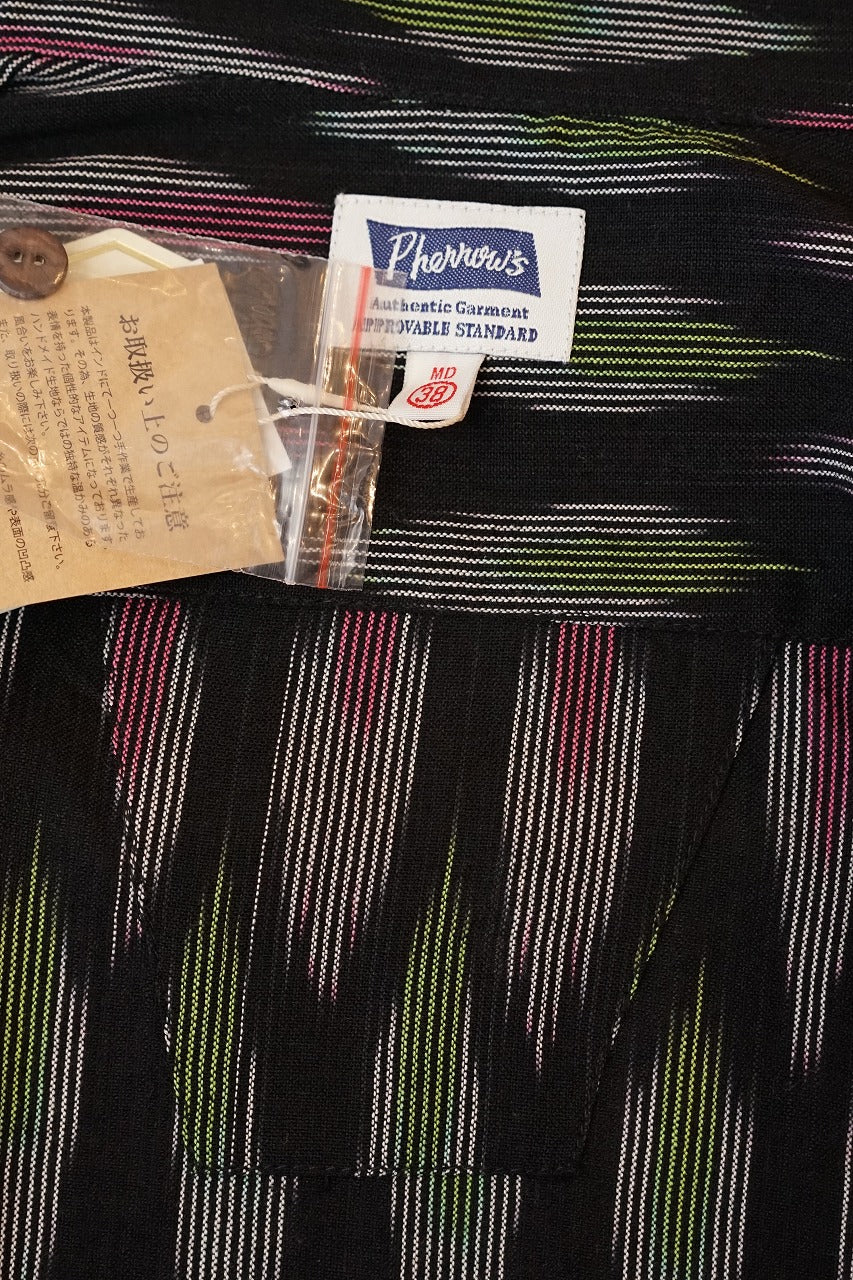 Pherrow's (フェローズ)　半袖オープンカラーシャツ　25S-HANDMADE FABRIC SHIRTS　ブラック