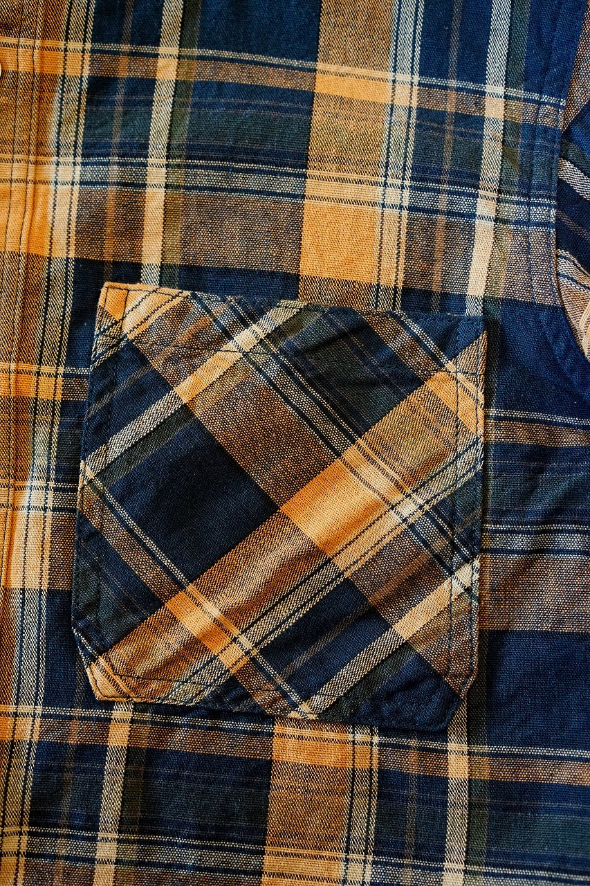 DELUXEWARE (デラックスウエア)　ミディアムネルシャツ　MV-15　"ORANGE NAVY CHECK"　オレンジネイビー