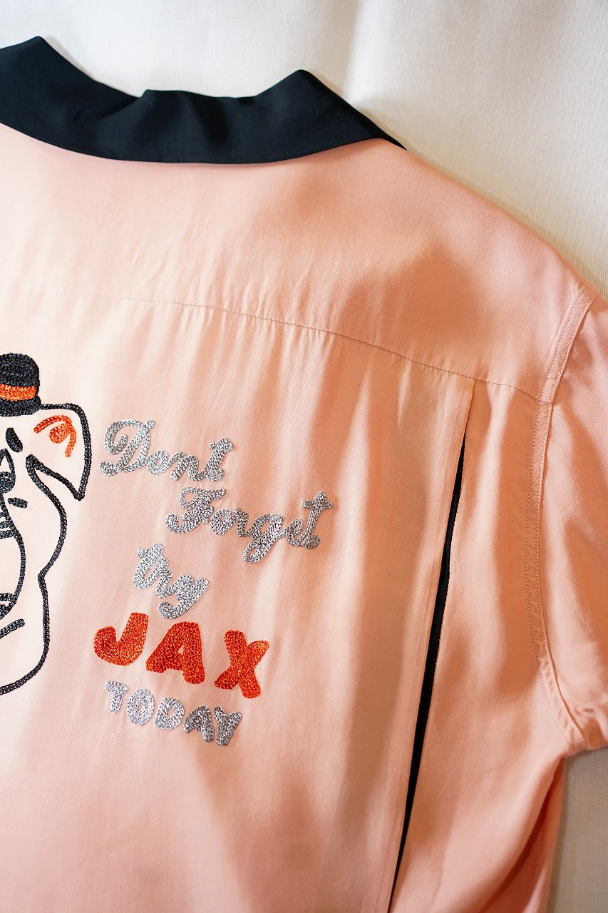 STYLE EYES (スタイルアイズ)　レーヨン・ボウリングシャツ　SE39458　"JAX BEER"　ピンク