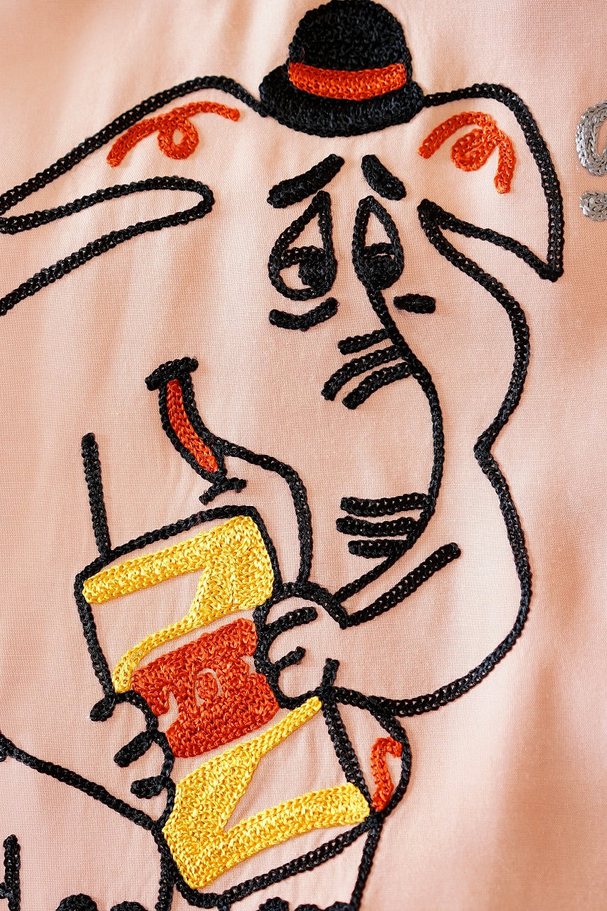 STYLE EYES (スタイルアイズ)　レーヨン・ボウリングシャツ　SE39458　"JAX BEER"　ピンク