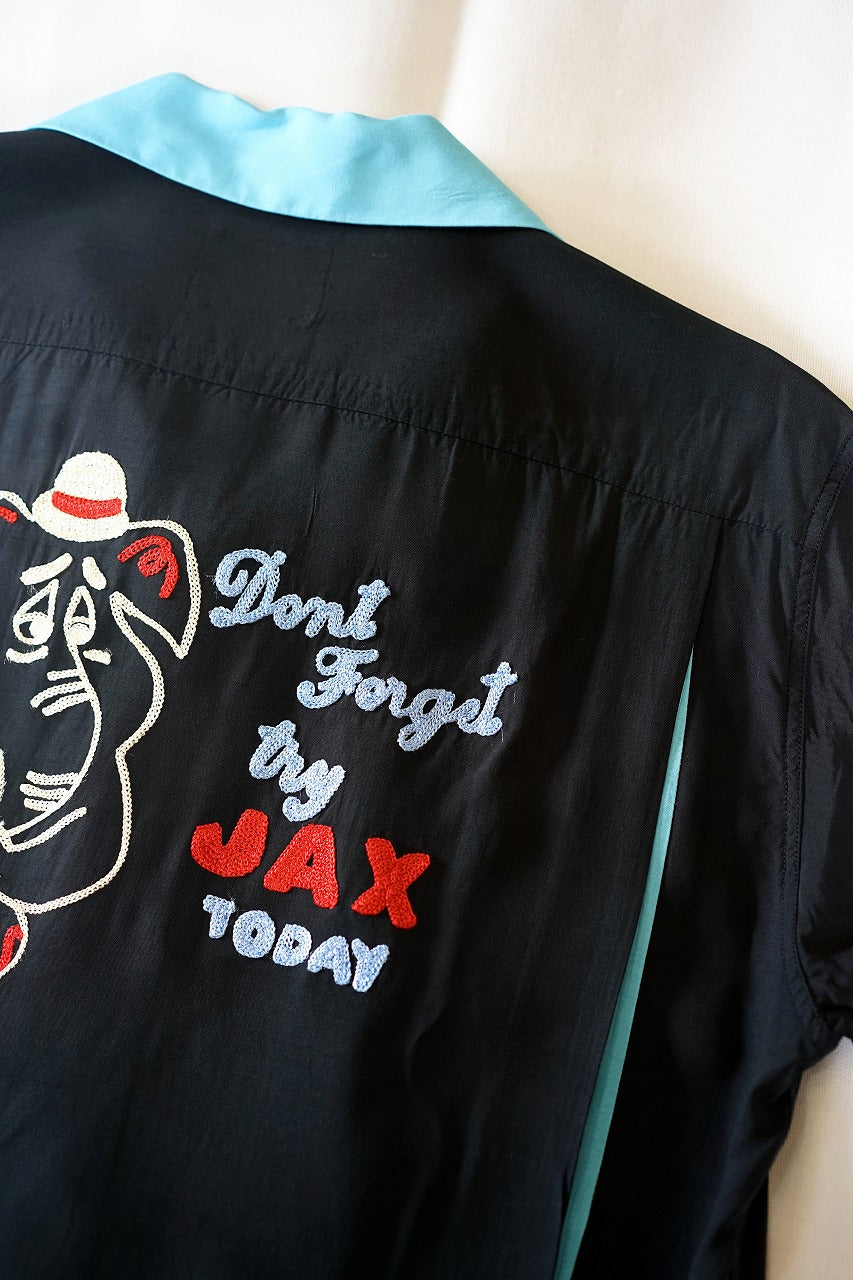 STYLE EYES (スタイルアイズ)　レーヨン・ボウリングシャツ　SE39458　"JAX BEER"　ブラック