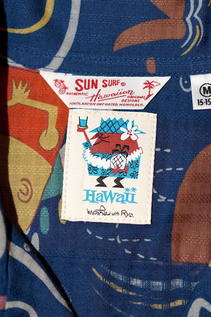 SUN SURF (サンサーフ)　半袖オープンシャツ　SS39538　"OCEAN ACTIVITIES" by 柳原良平 with MOOKIE　ネイビー