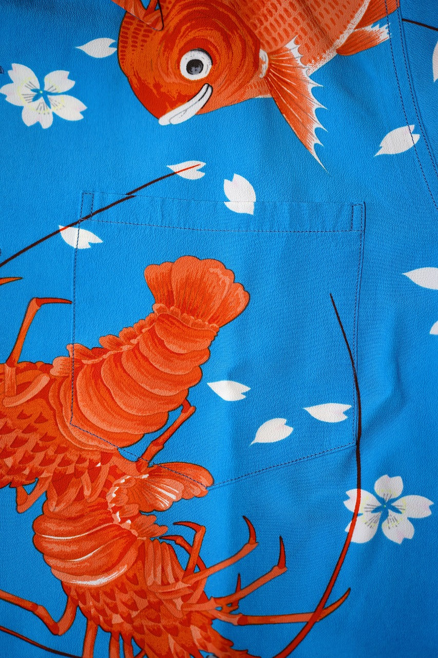 SUN SURF Special Edition (サンサーフ・スペシャルエディション)　半袖ハワイアンシャツ　SS39483　"SYMBOL OF GOOD LUCK"　ブルー