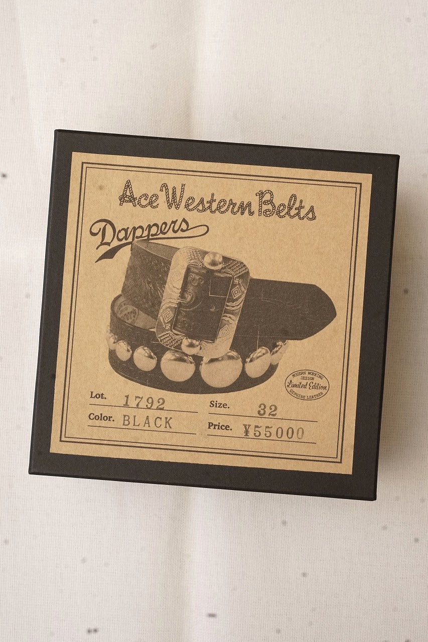 Dapper's(ダッパーズ) × ACE WESTERN BELTS(エースウエスタンベルト)　スタッズベルト　1792　"GO From Tokyo Design Studs Belt"　ブラック