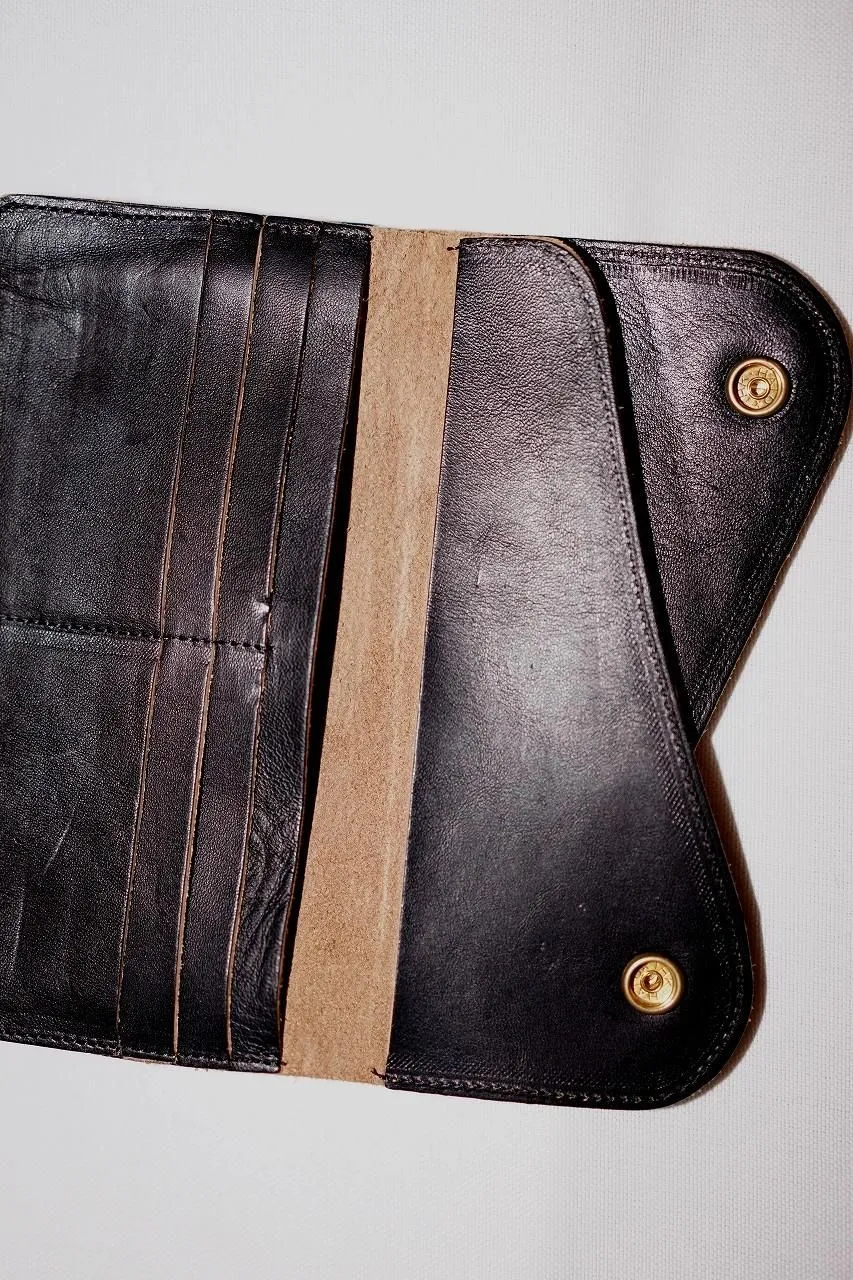 Dapper's (ダッパーズ)　ダブルフラップウォレット　1794　"Horsehide Double Flap Wallet"　ブラック (ブラウンベース)