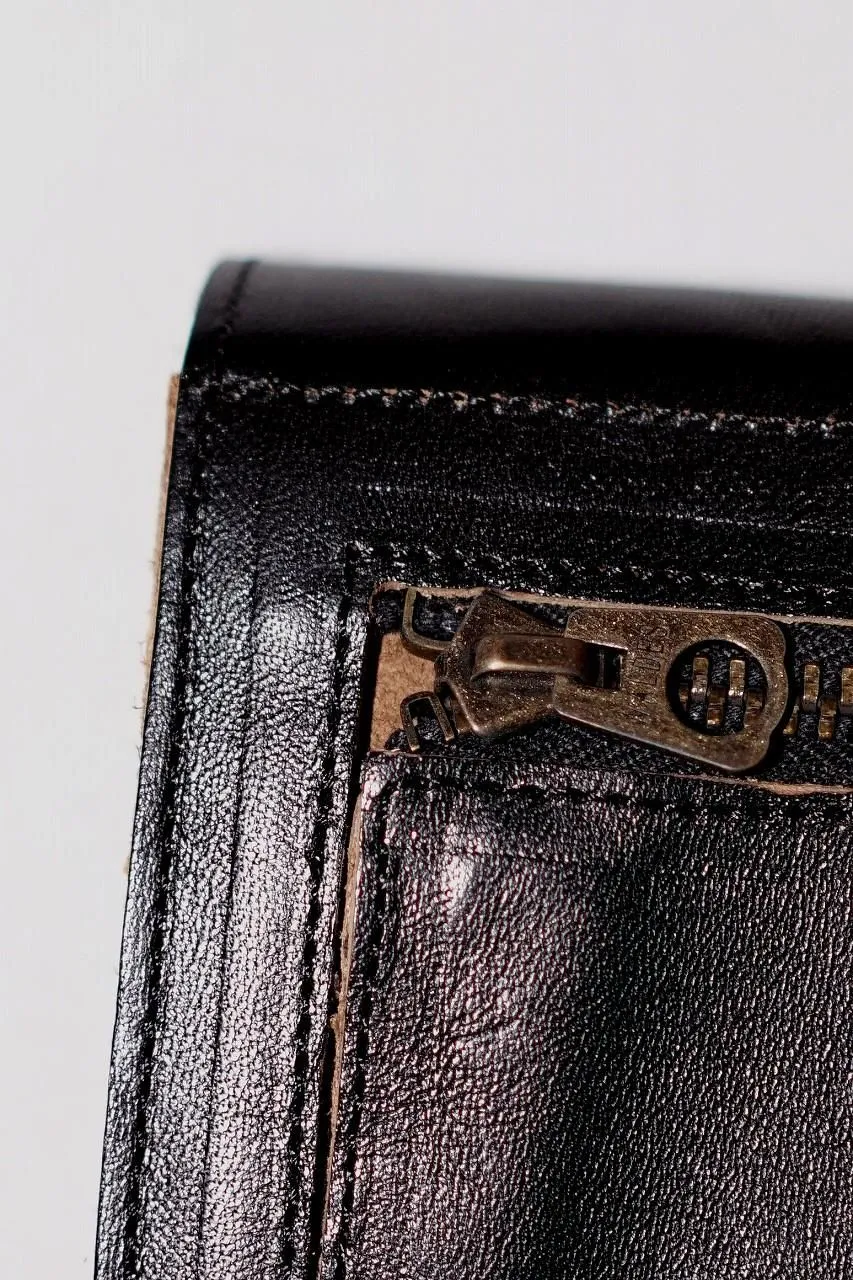 Dapper's (ダッパーズ)　ダブルフラップウォレット　1794　"Horsehide Double Flap Wallet"　ブラック (ブラウンベース)