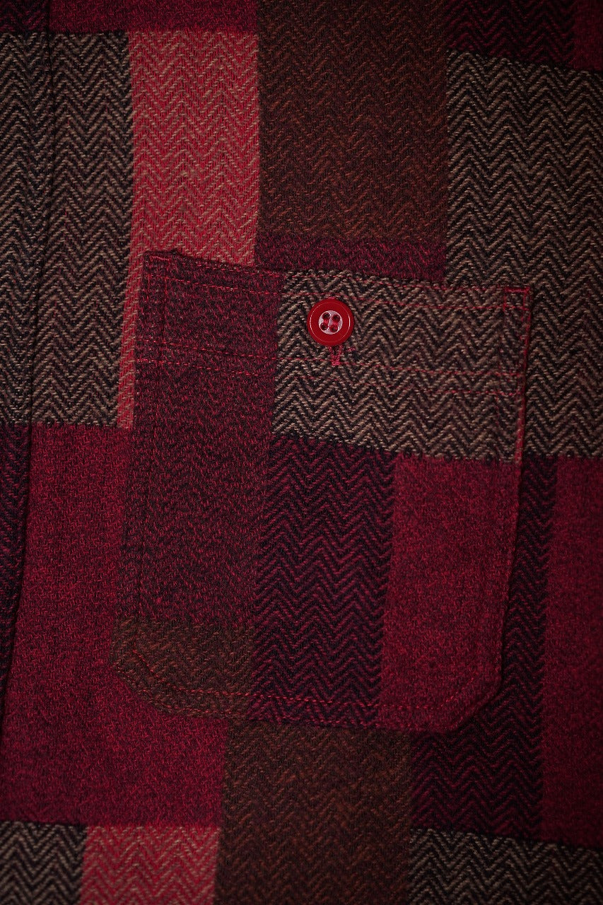 SUGAR CANE (シュガーケーン)　ワークシャツ　SC29590　"Add Human Labor　RANDOM PATCHWORK WORK SHIRT"　レッド
