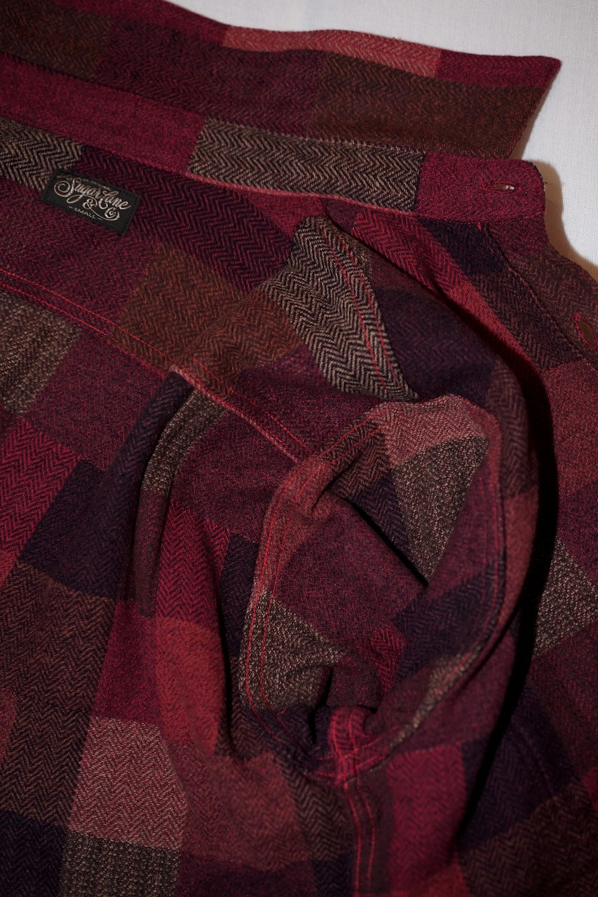SUGAR CANE (シュガーケーン)　ワークシャツ　SC29590　"Add Human Labor　RANDOM PATCHWORK WORK SHIRT"　レッド