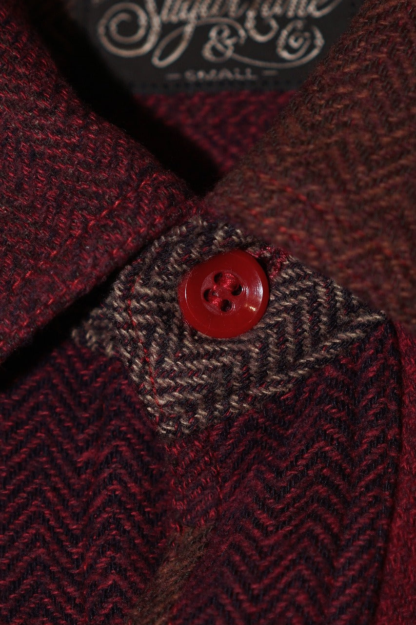 SUGAR CANE (シュガーケーン)　ワークシャツ　SC29590　"Add Human Labor　RANDOM PATCHWORK WORK SHIRT"　レッド