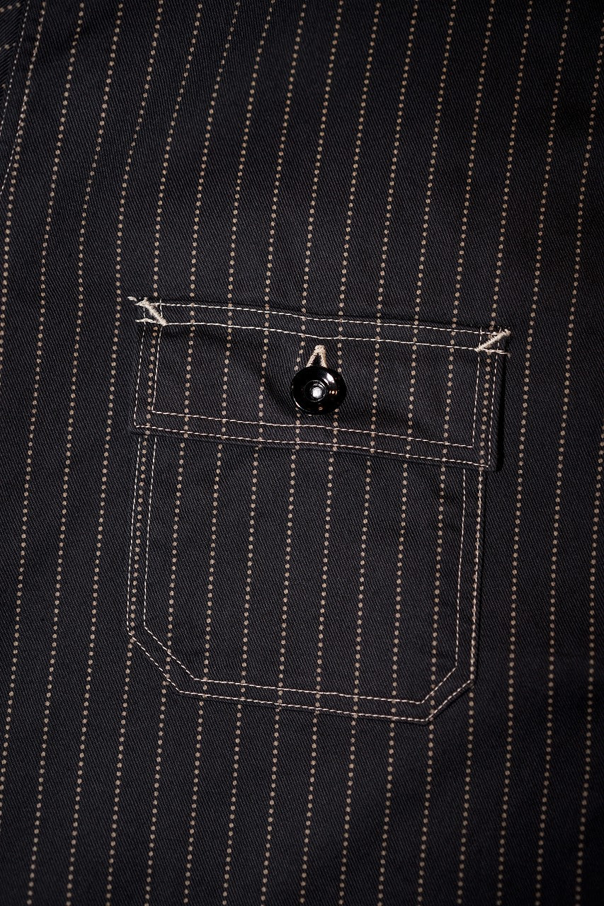 SUGAR CANE (シュガーケーン)　ブラックウォバッシュ・ワークシャツ　SC29585　"8.5oz. BLACK WABASH STRIPE WORK SHIRT"　ブラック