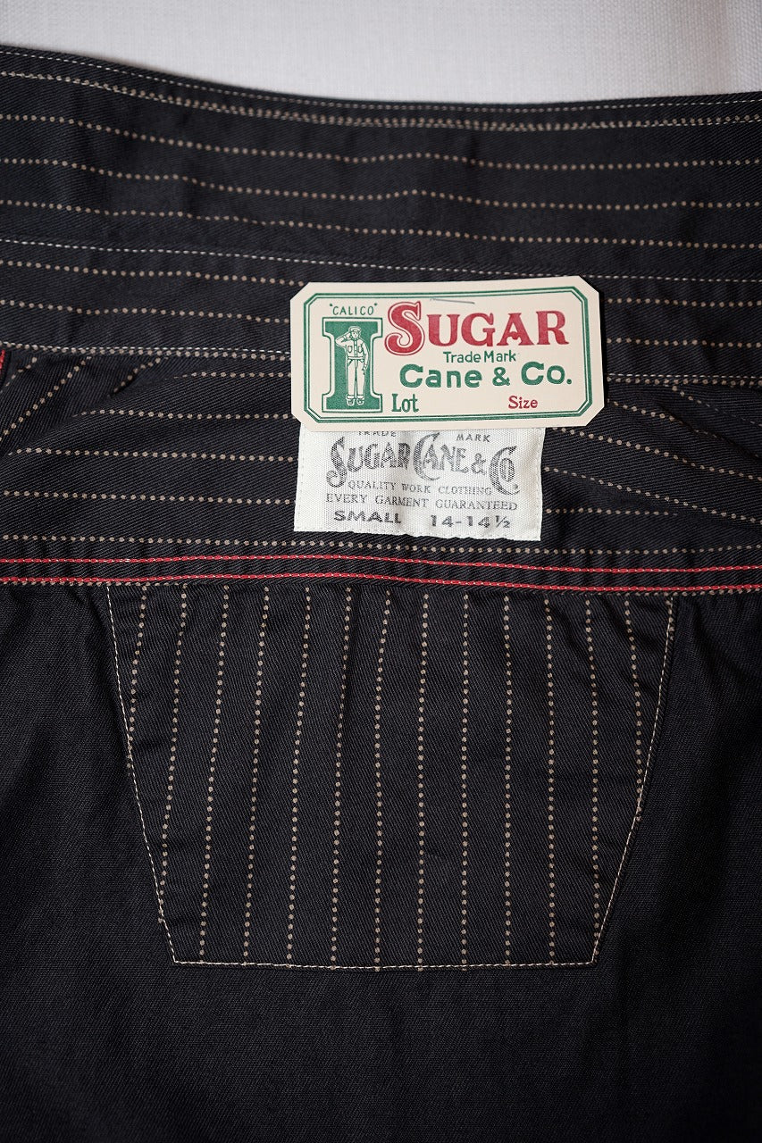 SUGAR CANE (シュガーケーン)　ブラックウォバッシュ・ワークシャツ　SC29585　"8.5oz. BLACK WABASH STRIPE WORK SHIRT"　ブラック