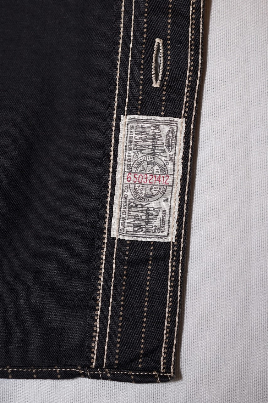 SUGAR CANE (シュガーケーン)　ブラックウォバッシュ・ワークシャツ　SC29585　"8.5oz. BLACK WABASH STRIPE WORK SHIRT"　ブラック