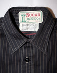 SUGAR CANE (シュガーケーン)　ブラックウォバッシュ・ワークシャツ　SC29585　"8.5oz. BLACK WABASH STRIPE WORK SHIRT"　ブラック