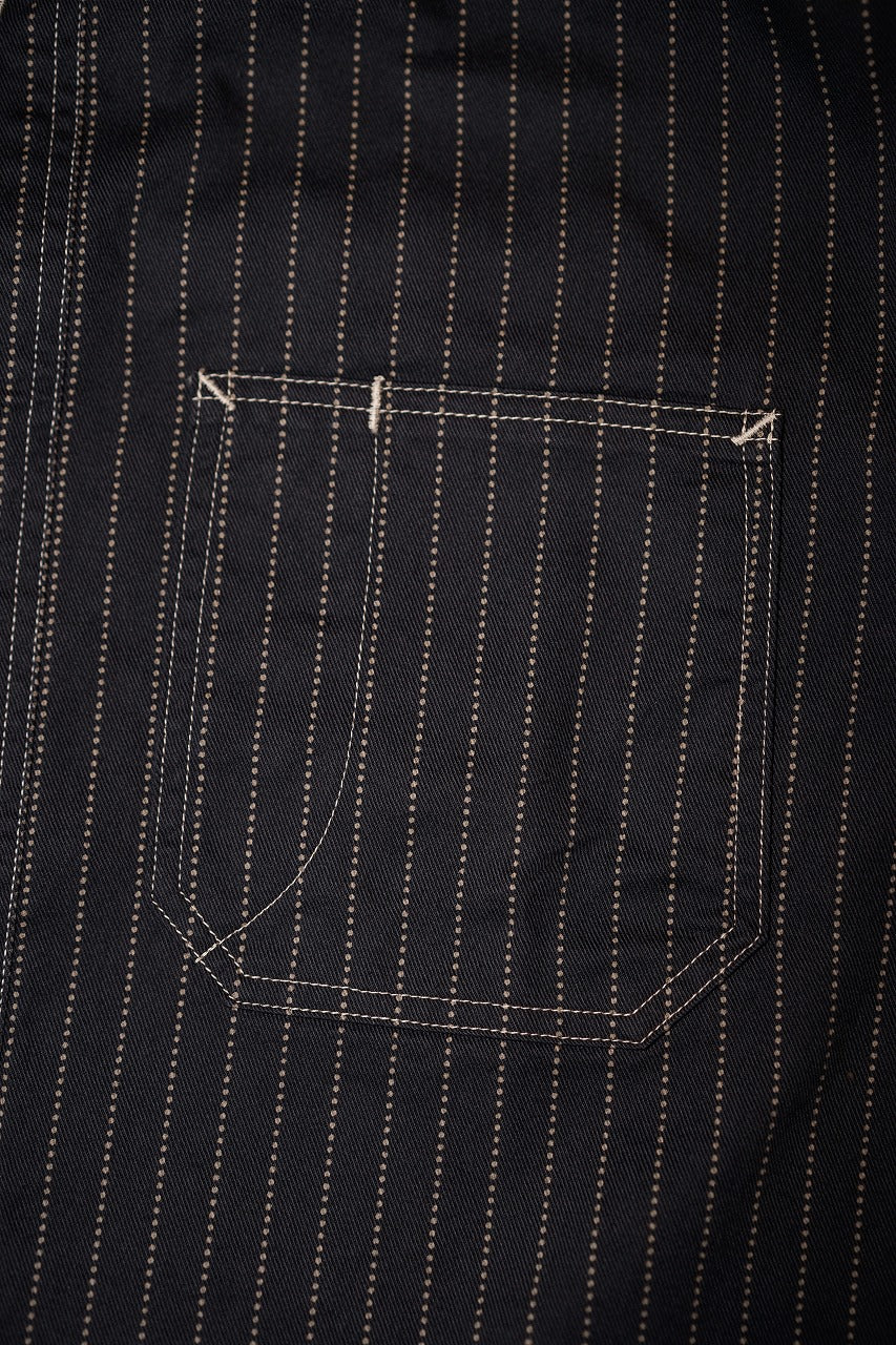 SUGAR CANE (シュガーケーン)　ブラックウォバッシュ・ワークシャツ　SC29585　"8.5oz. BLACK WABASH STRIPE WORK SHIRT"　ブラック