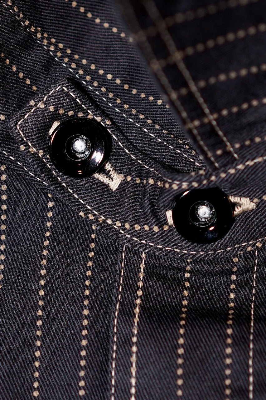 SUGAR CANE (シュガーケーン)　ブラックウォバッシュ・ワークシャツ　SC29585　"8.5oz. BLACK WABASH STRIPE WORK SHIRT"　ブラック
