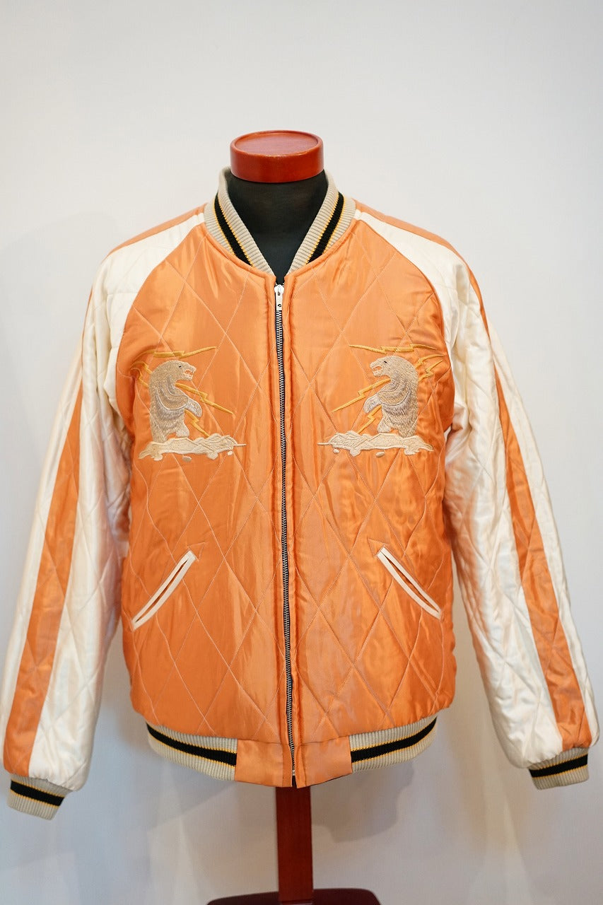 TAILOR TOYO (テーラー東洋)　リバーシブル別珍スカジャン　TT15792　ブラック "POLAR BEAR" × オレンジ/オフ "ALASKA MAP"
