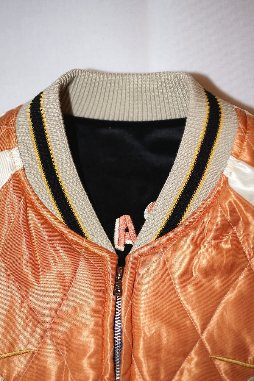 TAILOR TOYO (テーラー東洋)　リバーシブル別珍スカジャン　TT15792　ブラック "POLAR BEAR" × オレンジ/オフ "ALASKA MAP"
