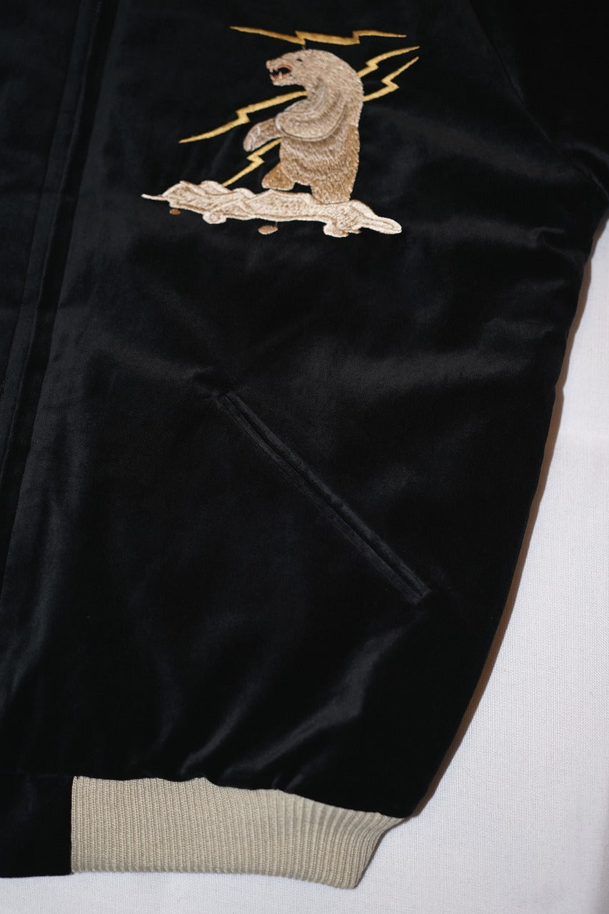 TAILOR TOYO (テーラー東洋)　リバーシブル別珍スカジャン　TT15792　ブラック "POLAR BEAR" × オレンジ/オフ "ALASKA MAP"