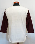 WARE HOUSE (ウエアハウス)　7分袖ベースボールTシャツ　4800　"GARDEN CITY"　クリーム×ボルドー