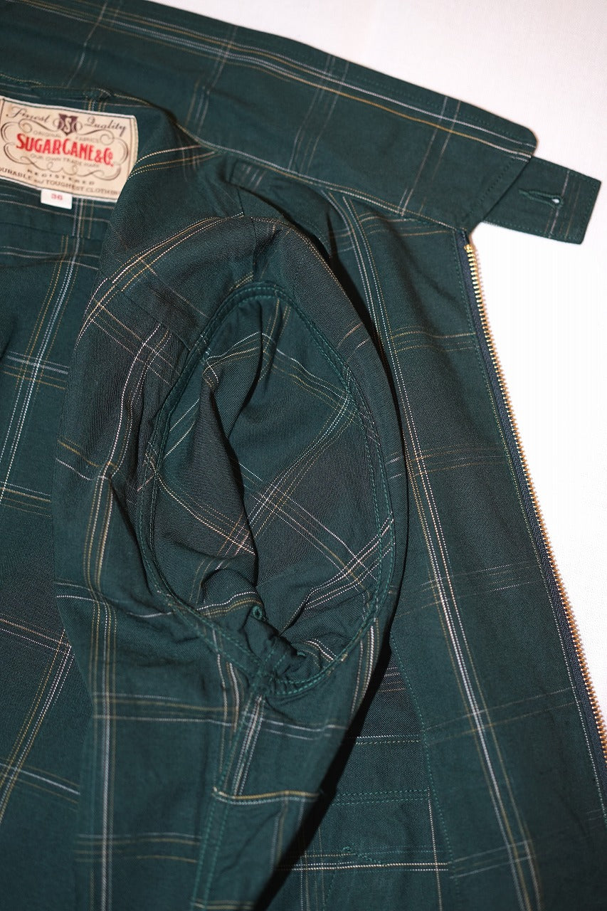 SUGAR CANE (シュガーケーン)　レーヨンコットン・スポーツジャケット　SC15842　"RAYON COTTON GABARDINE CHECK SPORTS JACKET"　グリーン