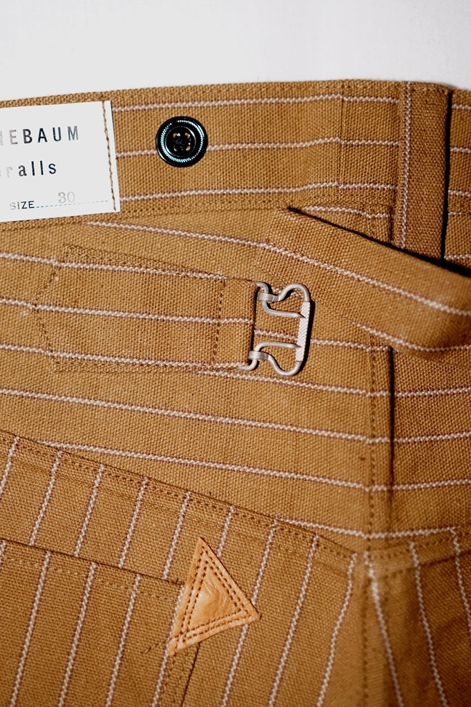 WARE HOUSE (ウエアハウス)　ブラウンダックパンツ　1229　"1900 4POCKET HEAVY LEATHER BOUND OVERALL"　ダックストライプ・ノンウォッシュ