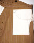 WARE HOUSE (ウエアハウス)　ブラウンダックパンツ　1229　"1900 4POCKET HEAVY LEATHER BOUND OVERALL"　ダックストライプ・ノンウォッシュ