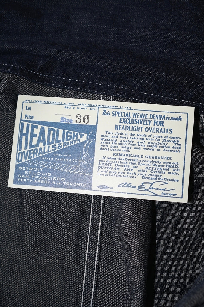 HEAD LIGHT (ヘッドライト)　デニム・ワークコート　HD15844　"9.5oz. SPECIAL WEAVE DENIM DOUBLE BREASTED COAT"　ワンウォッシュ