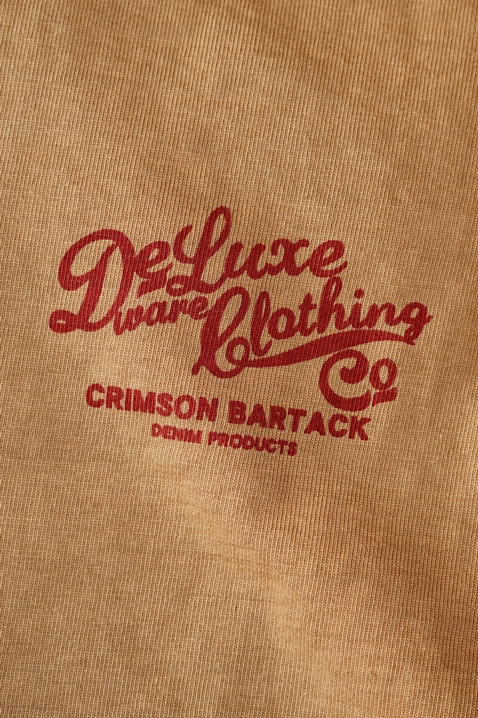 DELUXEWARE (デラックスウエア)　長袖Tシャツ　BRGX-264　"CRIMSON BARTACK"　オールドゴールド