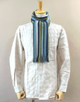 Dapper's (ダッパーズ)　アクリル・マフラー　1816　"Russell Knitting Woolen Scarf by V.FRAAS"　オリーブ・ミックス (ランダムチックストライプ)
