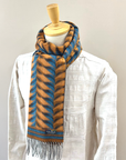 Dapper's (ダッパーズ)　カシミンク・マフラー　1815　"Cashmink Scarf by V.FRAAS"　オレンジ/ブルー (リーフウェーブ)
