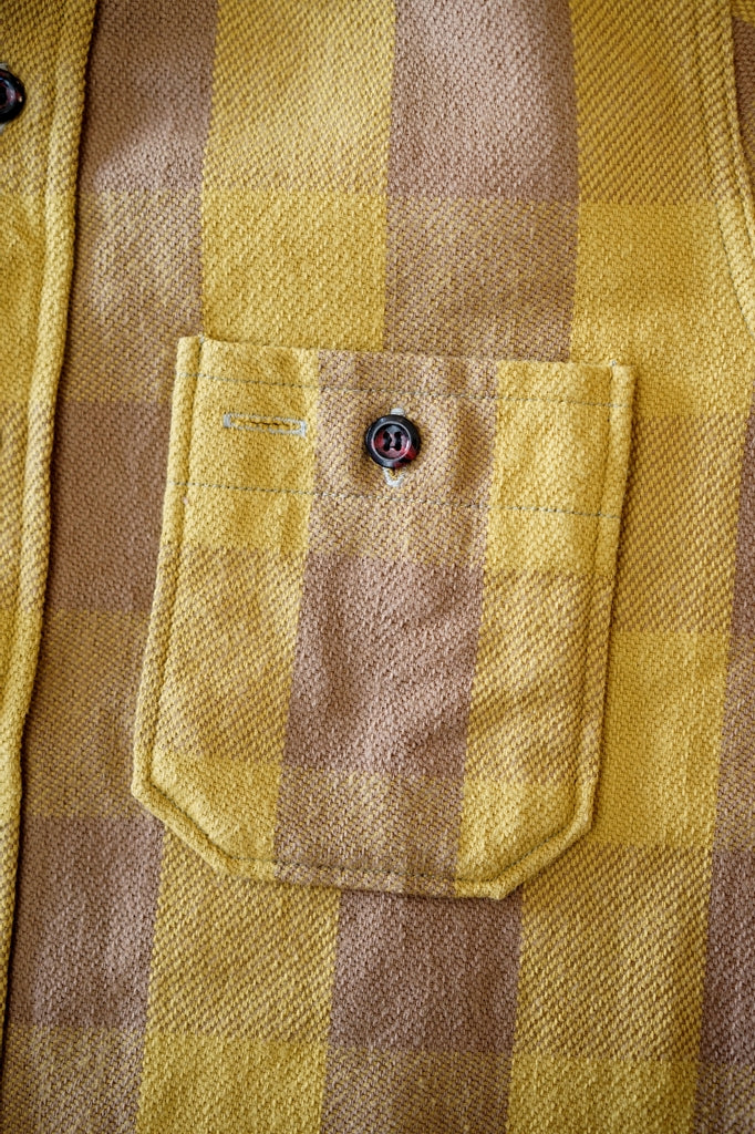 WARE HOUSE (ウエアハウス)　ネルシャツ　3104　"FLANNEL SHIRTS"　A柄マスタード・ワンウォッシュ