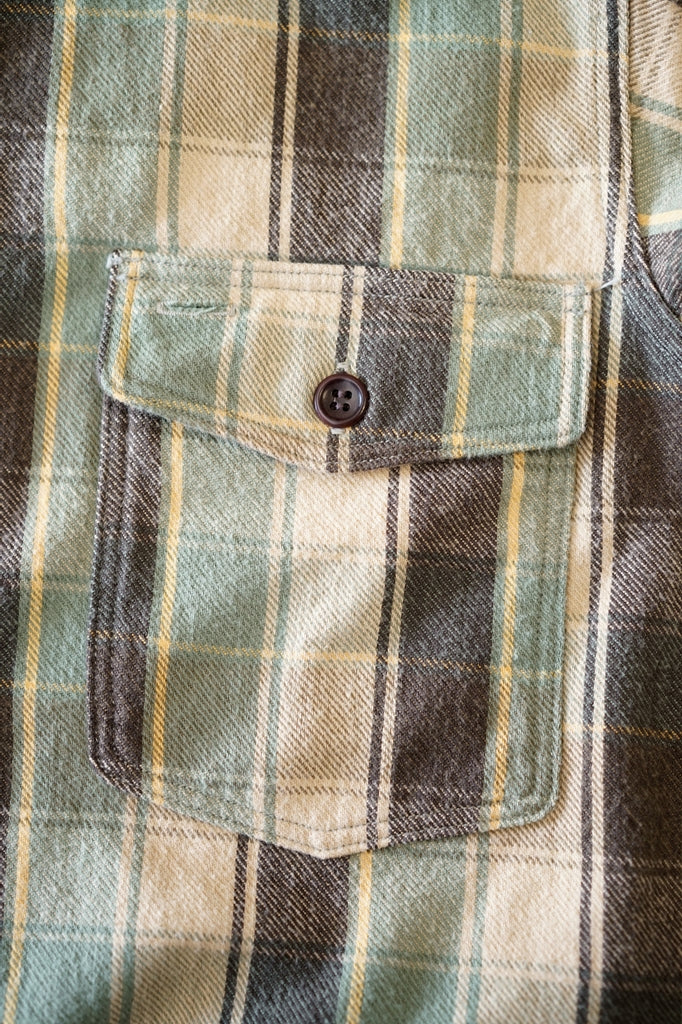 WARE HOUSE (ウエアハウス)　ネルシャツ　3022　"FLANNEL SHIRTS WITH CHINSTRAP"　H柄ベージュ・ワンウォッシュ